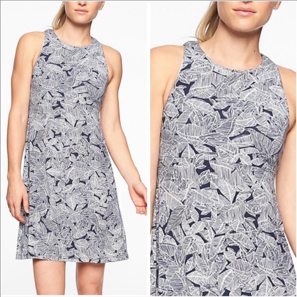 Athleta Santorini High Neck Palm Print Dress XXS